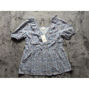 Heyson Short Sleeve Babydoll Top Women's Size Large Floral